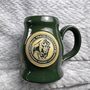 Buffalo Trace Distillery Mug Deneen Pottery Green Stoneware Bourbon Cup